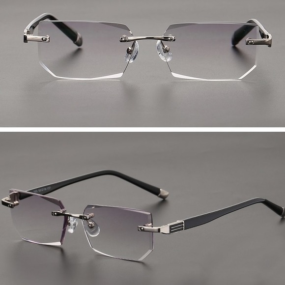 Other - Mens Rimless Rectangular Sunglasses Clear Lens Eyewear Blue Light Retro‎ Classy